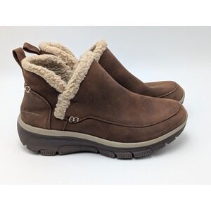 Skechers Booties Womens 6‎ Brown Relaxed Fit Cooled Memory Foam Faux Fur Boots